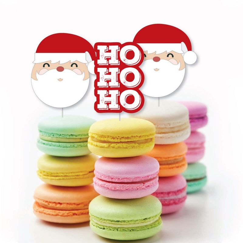 Big Dot of Happiness Jolly Santa Claus - Dessert Cupcake Toppers - Christmas Party Clear Treat Picks - Set of 24