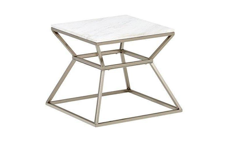 Audrey Marble Side Table Silver - Adore Decor
