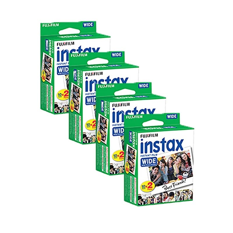 INSTAX Wide Instant Film + Plastic Photo Frames (Blue, Green, Pink, Yellow & Purple &ndash; Deluxe Bundle (80 Film)