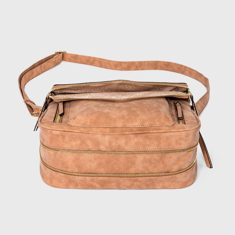 VR NYC Laser Cut Messenger Crossbody Bag - Mauve