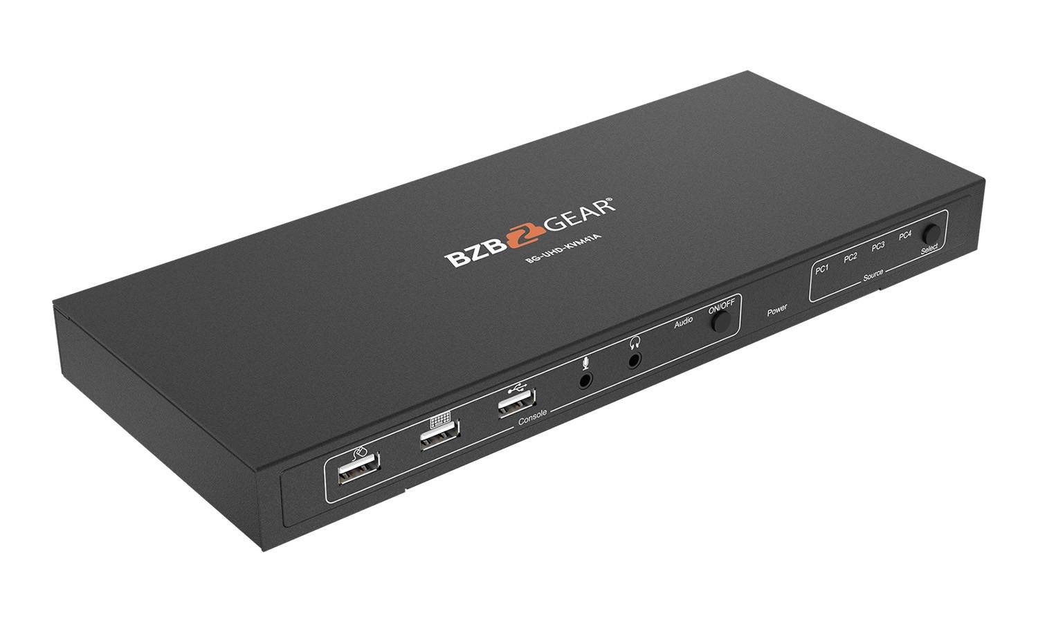 BZBGEAR 4x1 KVM Switch with USB2.0 Ports for Peripherals and 3.5mm Jacks for Audio Support