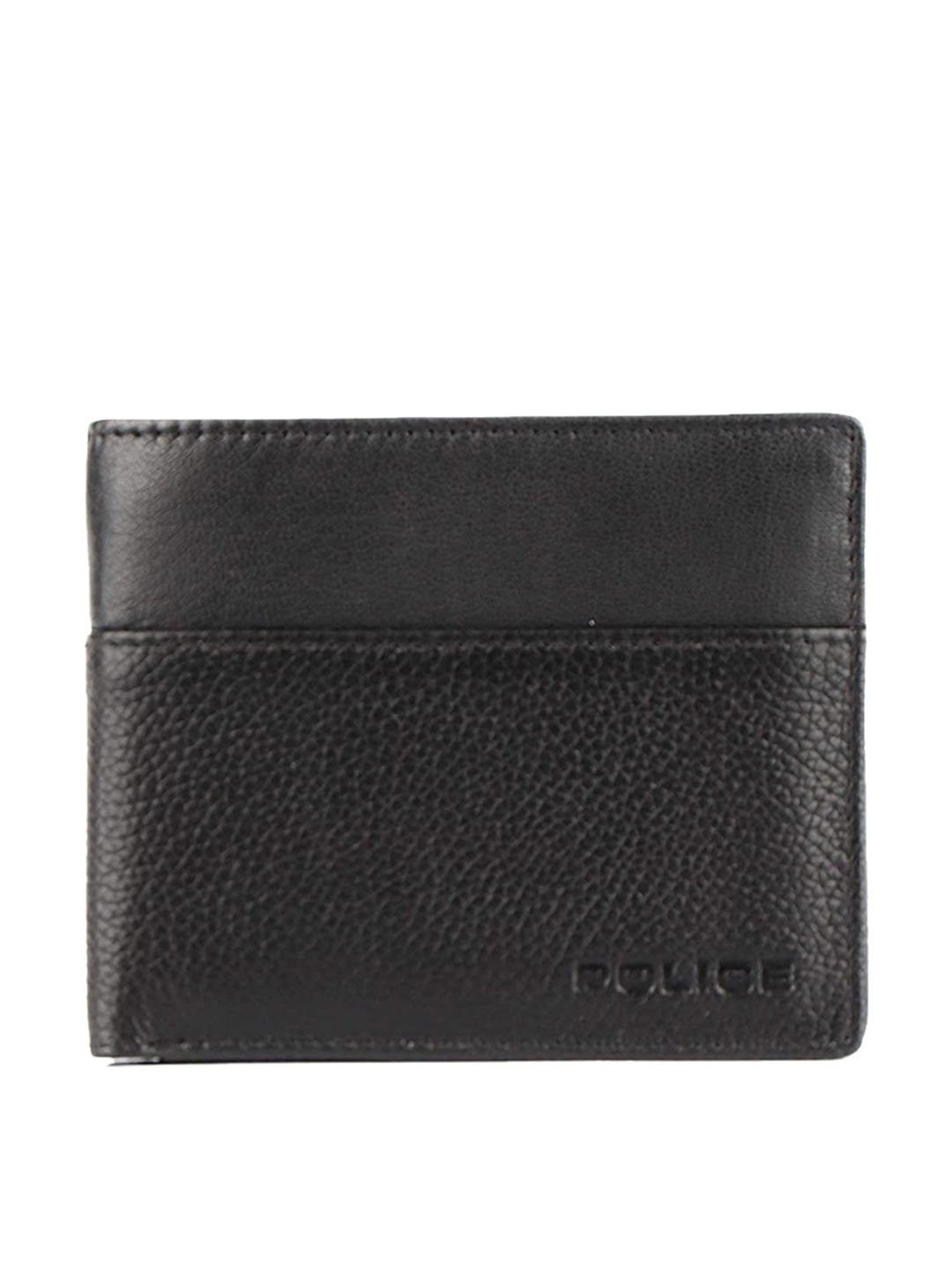 Police Black Leather Bi-Fold Wallet for Men