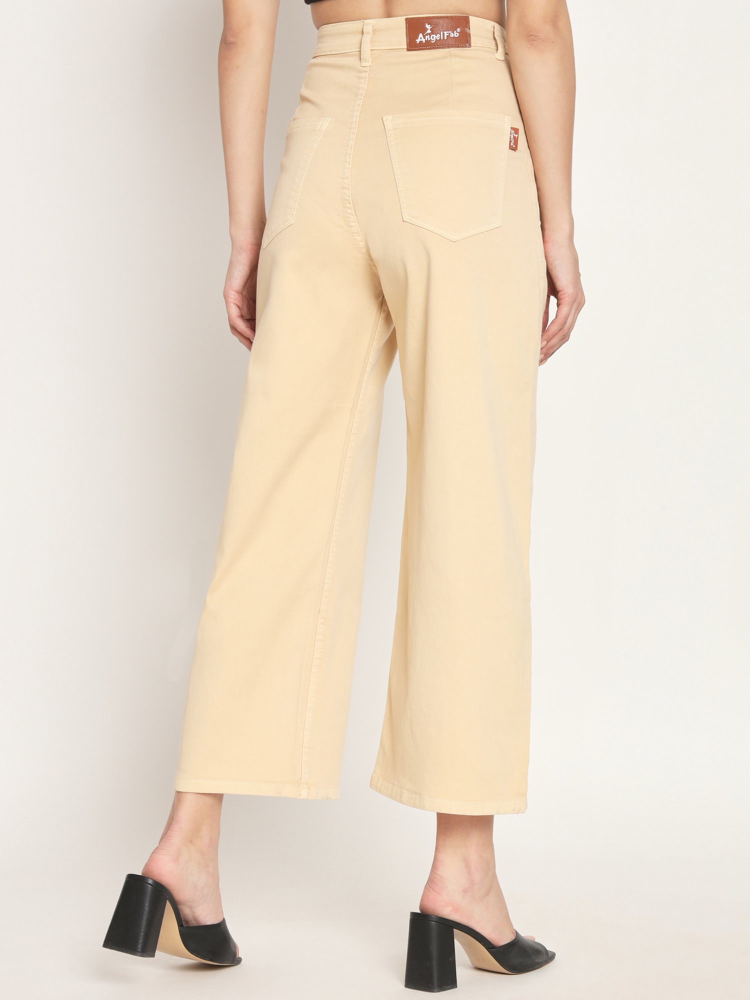 Angelfab Yellow Cotton Relaxed Fit High Rise Jeans