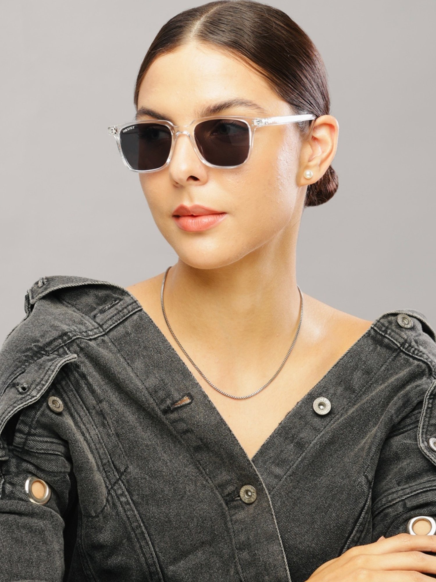 Resist Eyewear Black Wayfarer uv protected Unisex Sunglasses