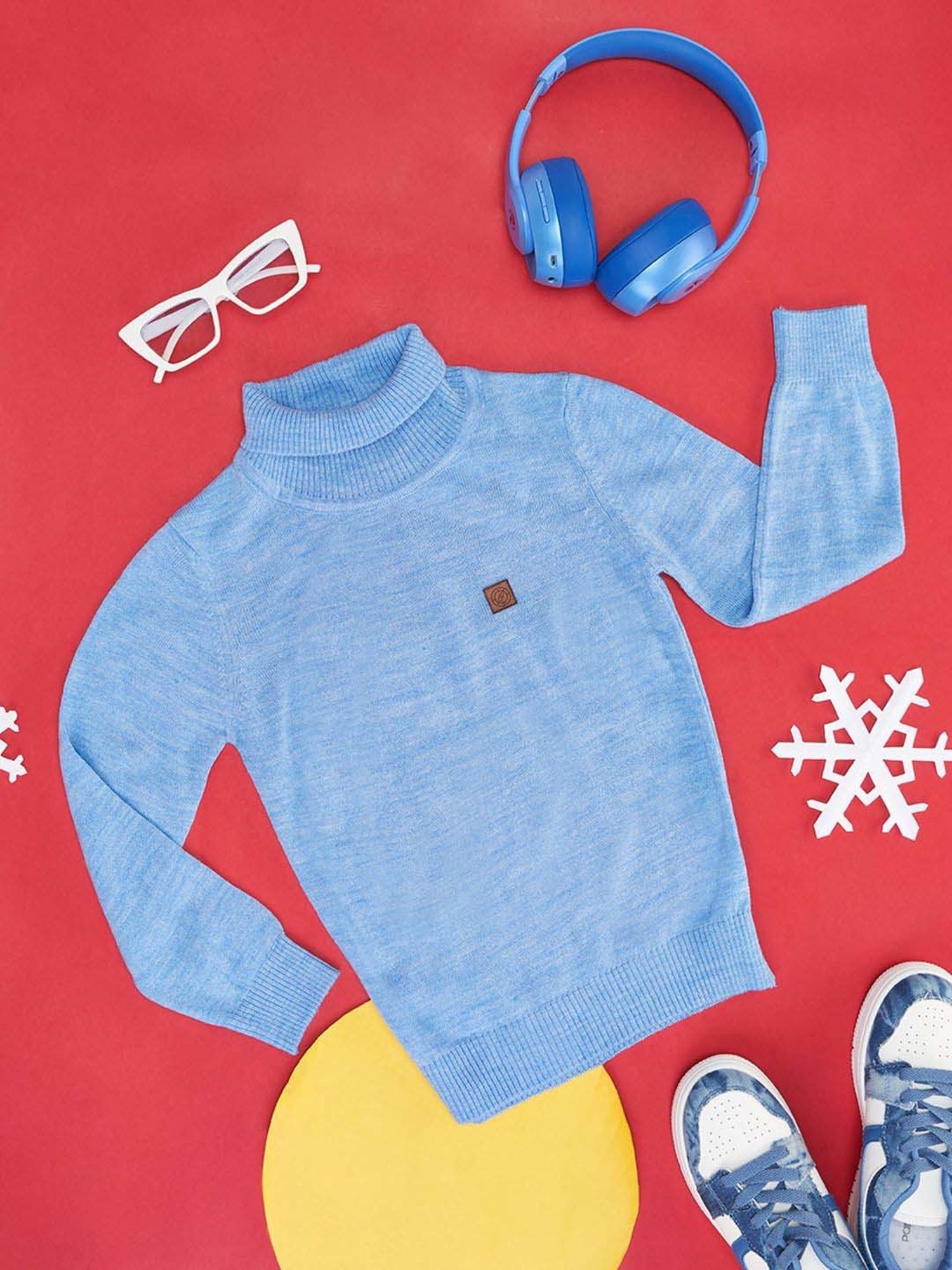 Pantaloons Junior Kids Blue Regular Fit Full Sleeves Sweater