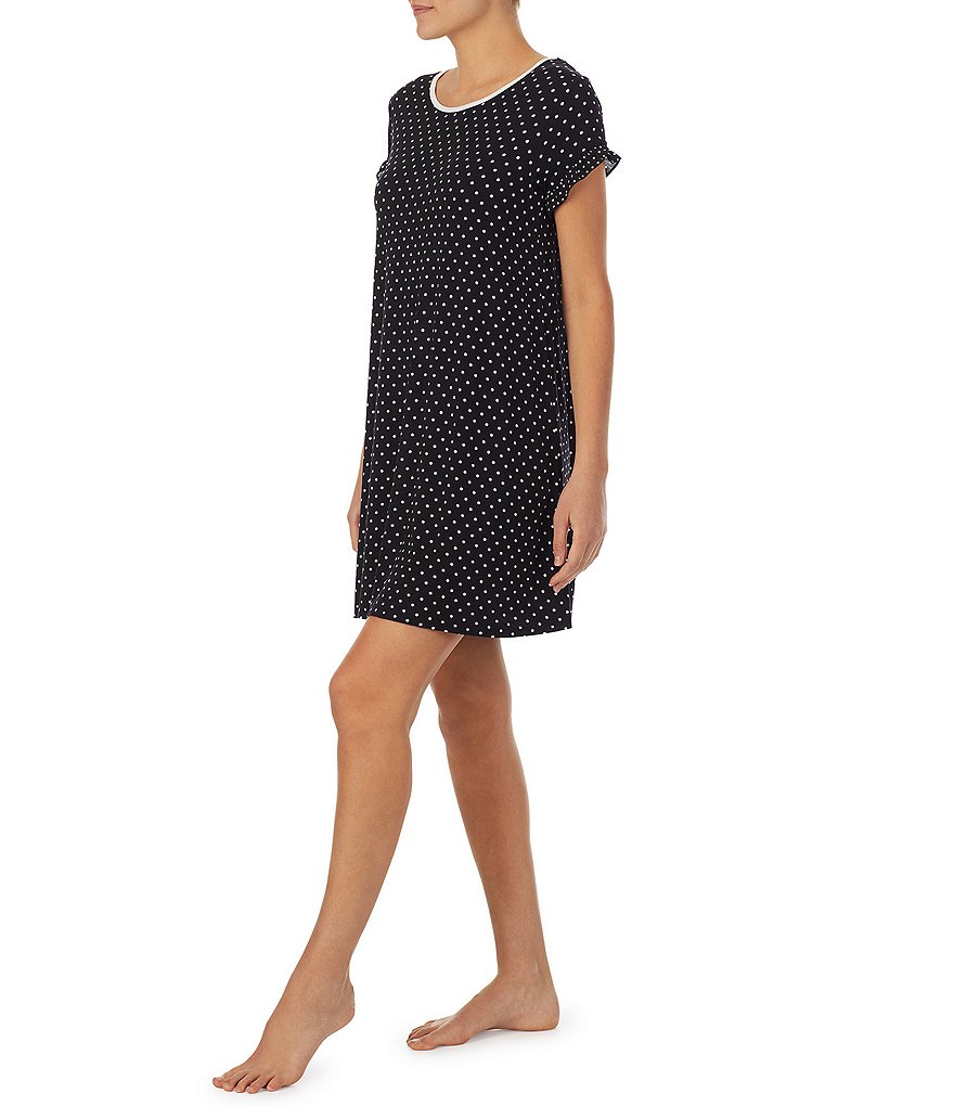 kate spade new york Dot Print Jersey Knit Round Neck Short Sleeve Sleepshirt