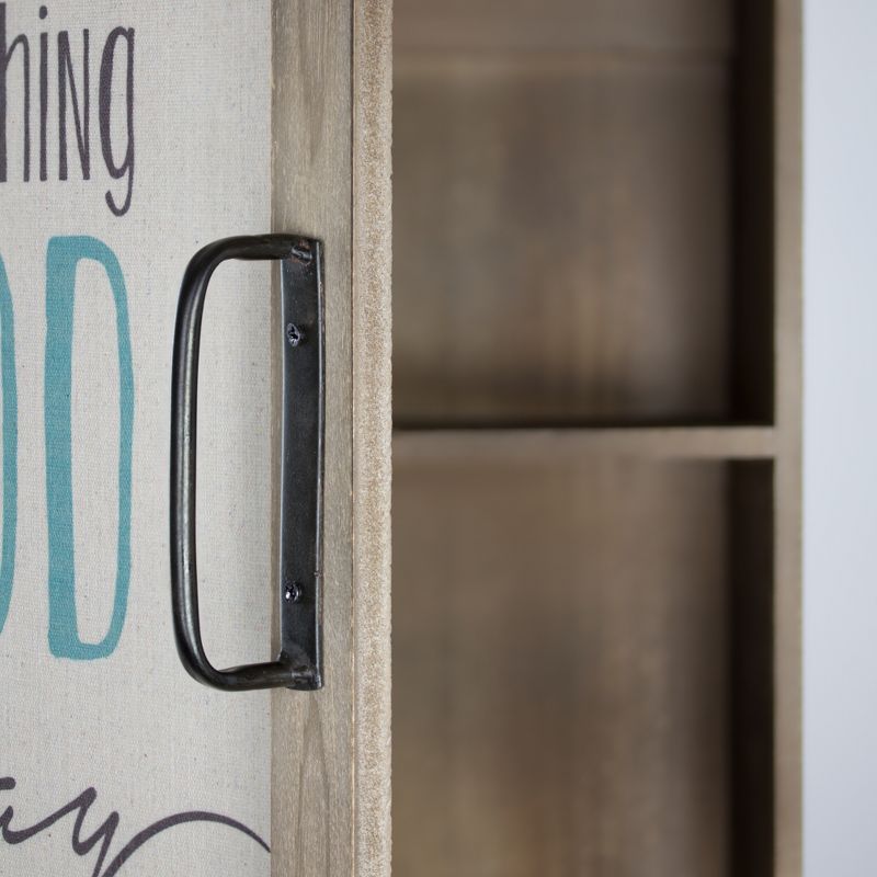 15" x 23" Do Something Good Today Wood Wall Cabinet with Shelves Brown - American Art Decor