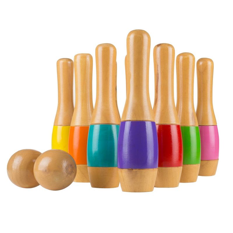 Hey! Play! Tall 9.5" Wooden Lawn Bowling Game