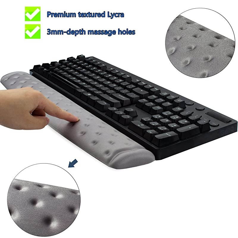 Memory Foam Mouse & Keyboard Wrist Rest Support Pad Cushion Set for Computer, Laptop, Office Work, PC Gaming - Massage Holes Design - Easy Typing Wrist Pain Relief (Aquamarine Bundle)