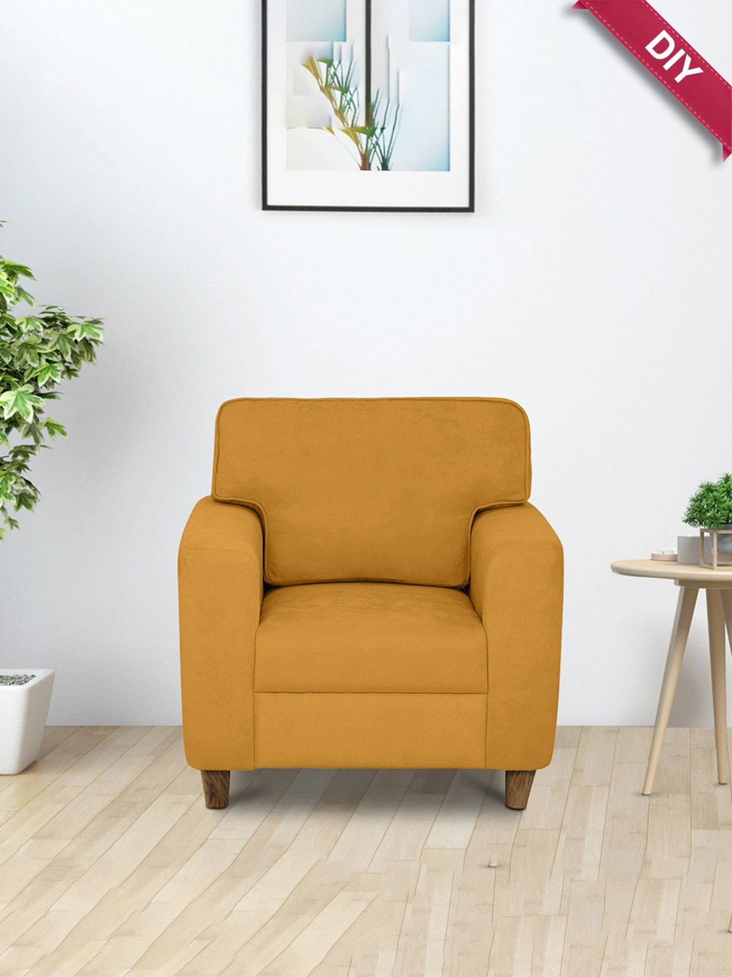 Duroflex Utopia Yellow Wood 1 Seater Sofa