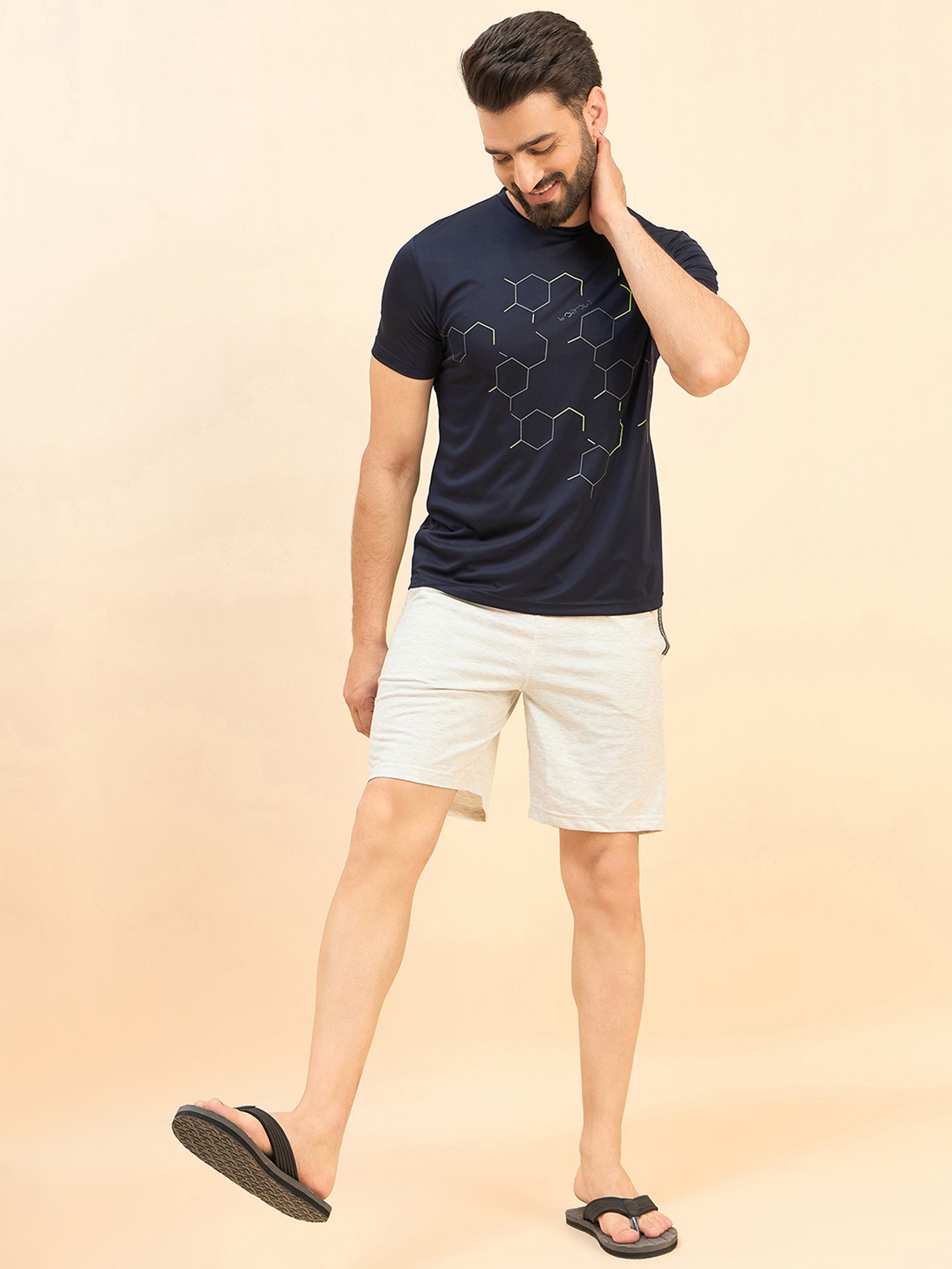 Sweet Dreams Navy Regular Fit Printed Crew T-Shirt