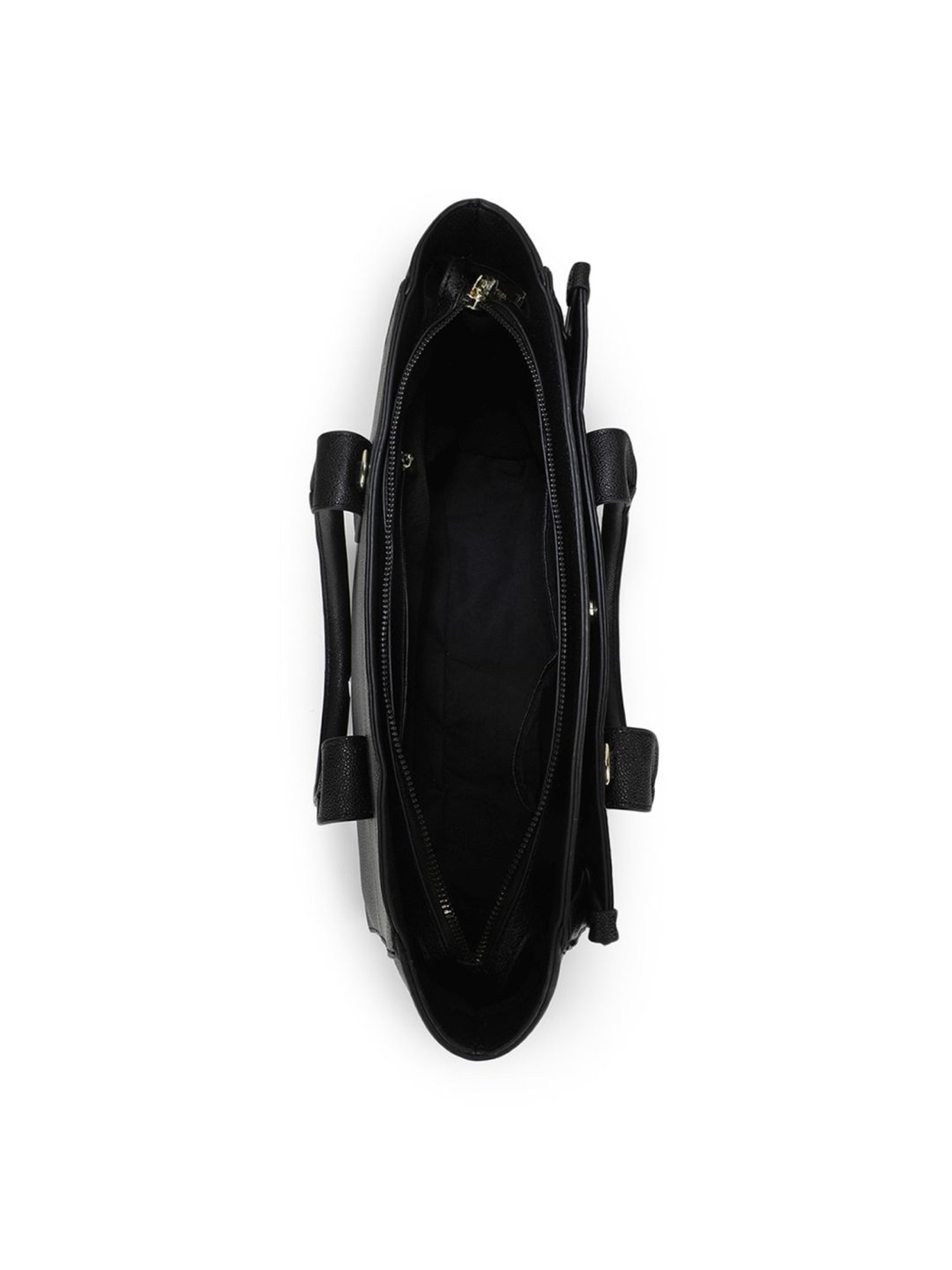 Tyra Eslia Black Solid Faux Leather Tote Handbag