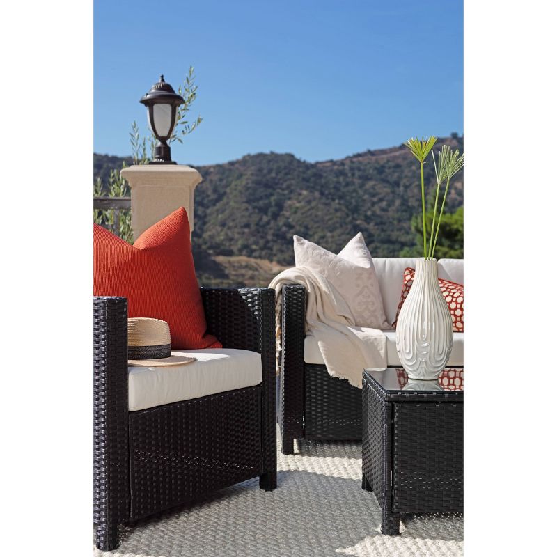 Alicia 4pc Outdoor Squared Wicker Sofa Set - Black - Coaster