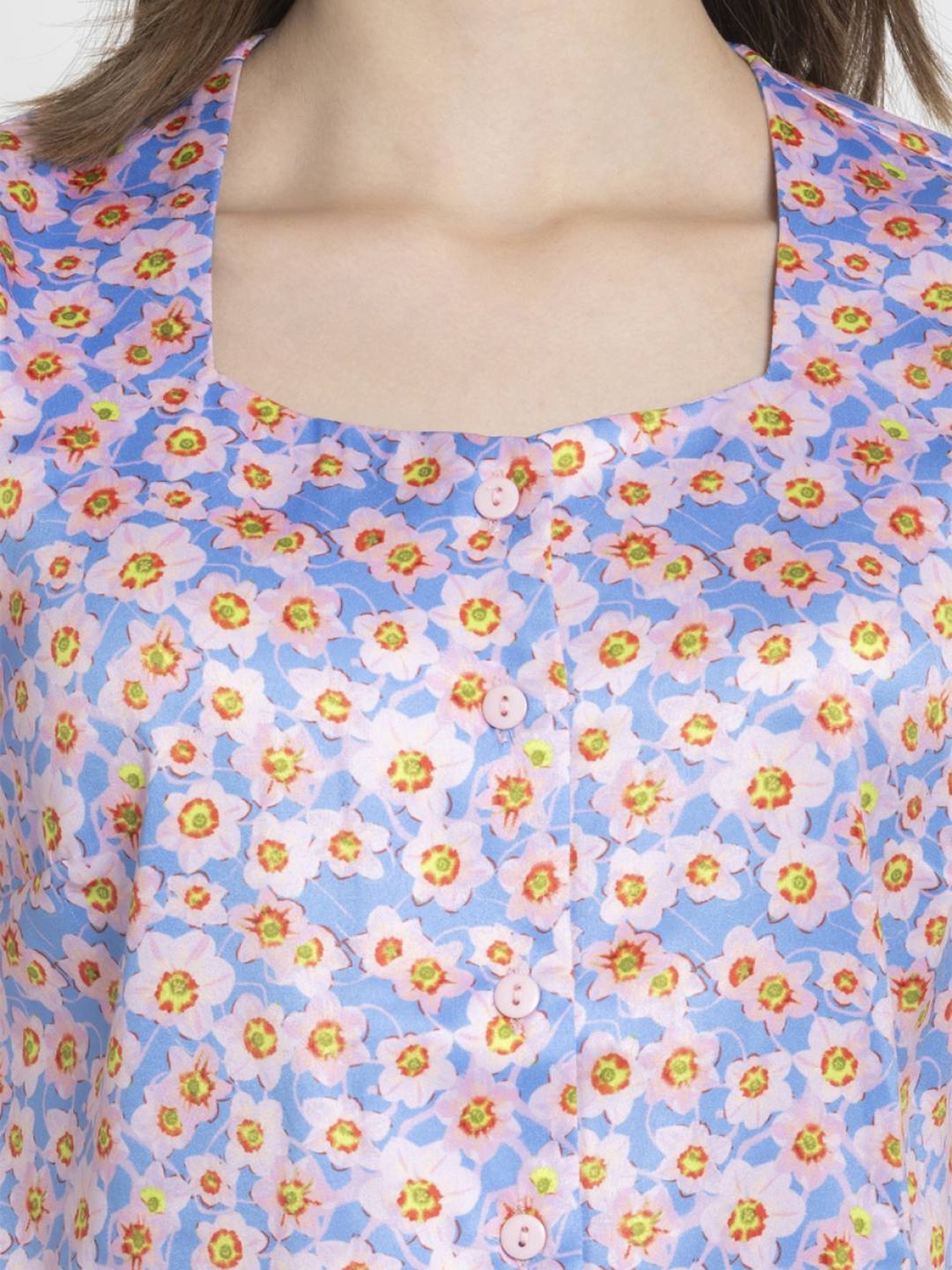 SHAYE Blue & Pink Printed Top