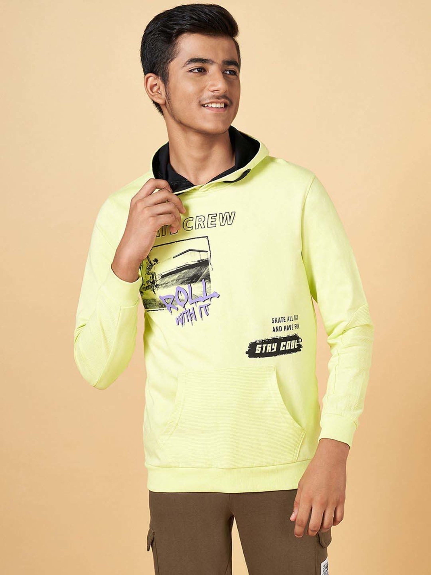 Coolsters by Pantaloons Kids Green Cotton Printed Full Sleeves Sweatshirt