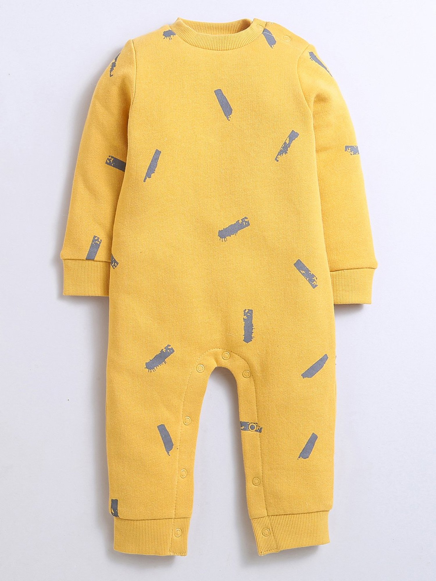 Nino Bambino Kids Mustard Printed Full Sleeves Romper
