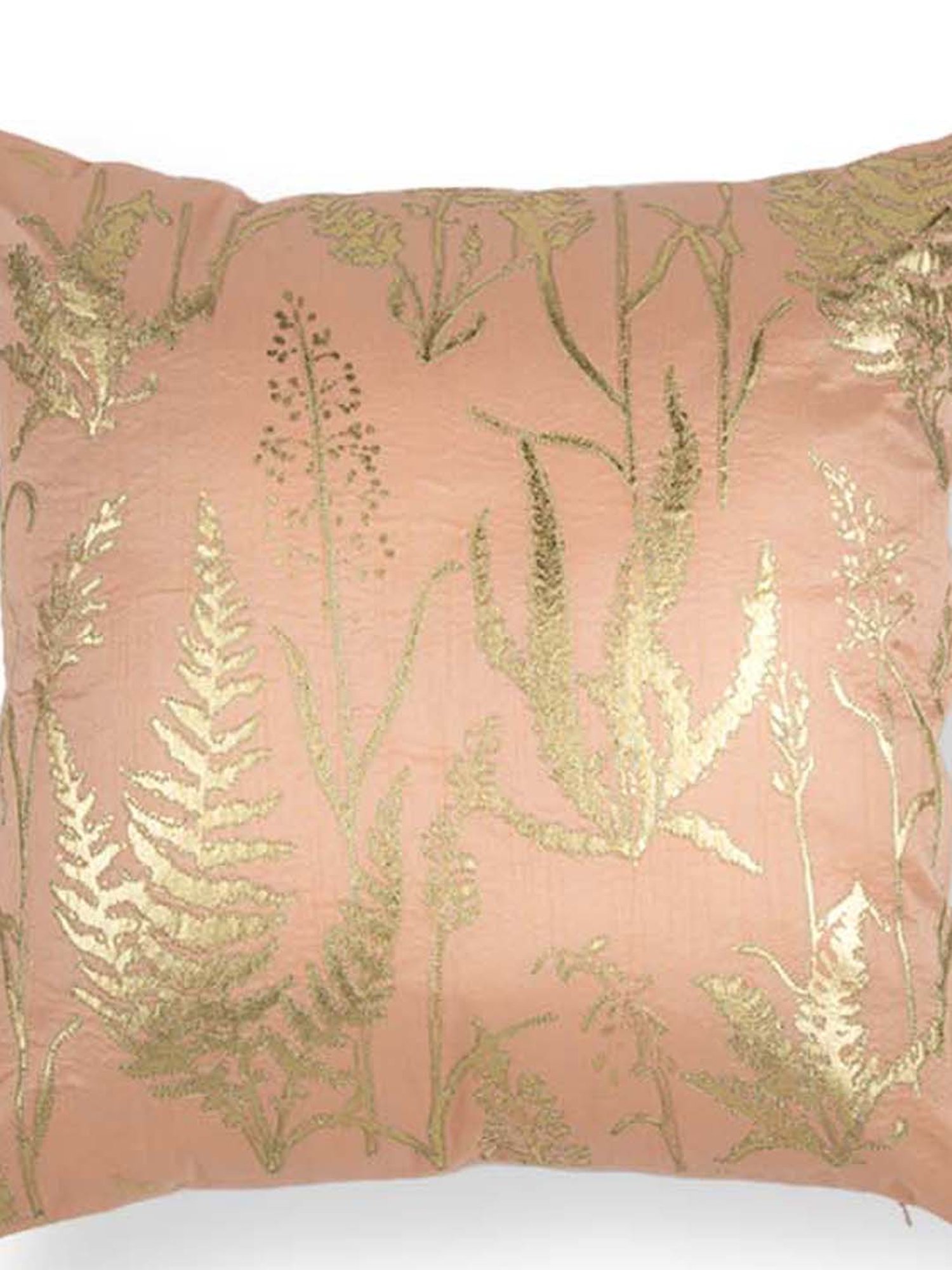 Home4U Elena Pink & Gold Poly Silk Cushion Cover - Set of 1