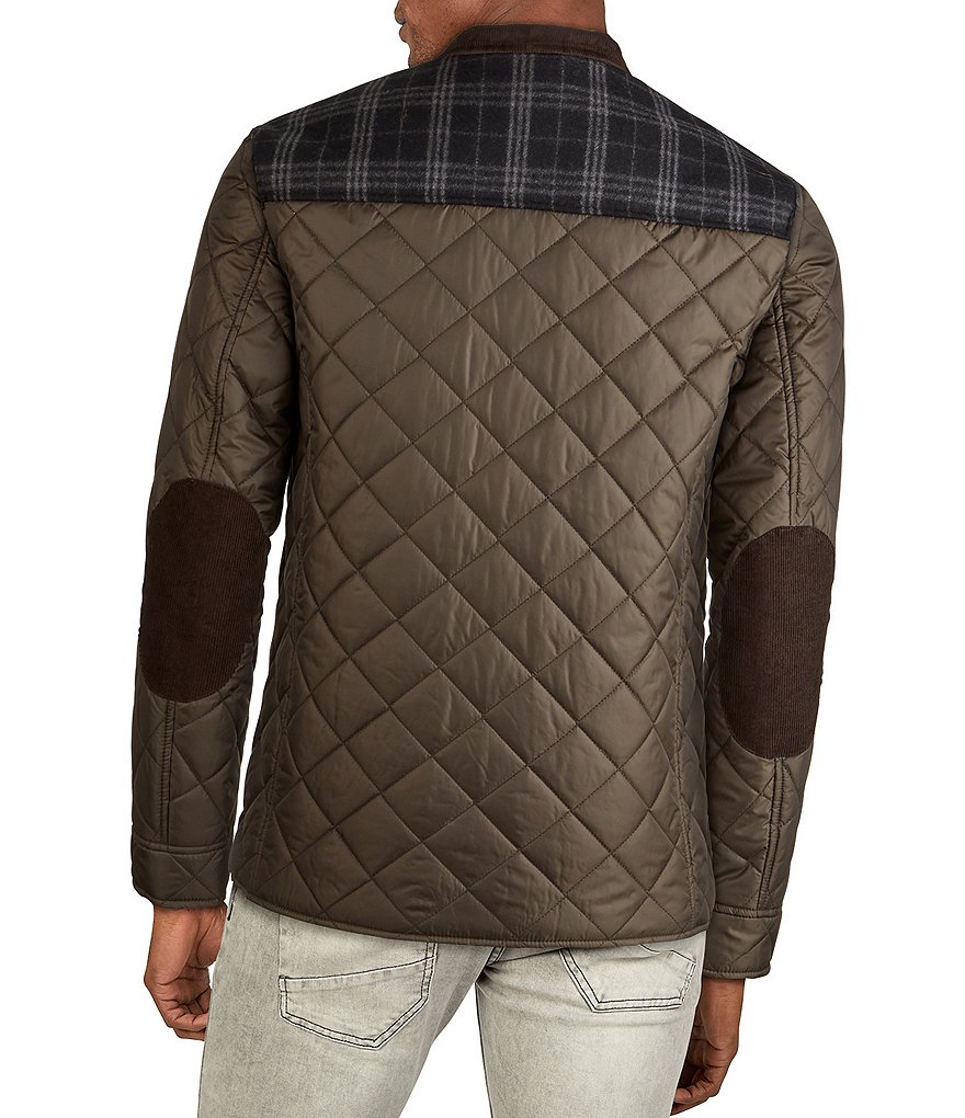 Cole Haan Mixed-Media Zip Front Quilted Jacket