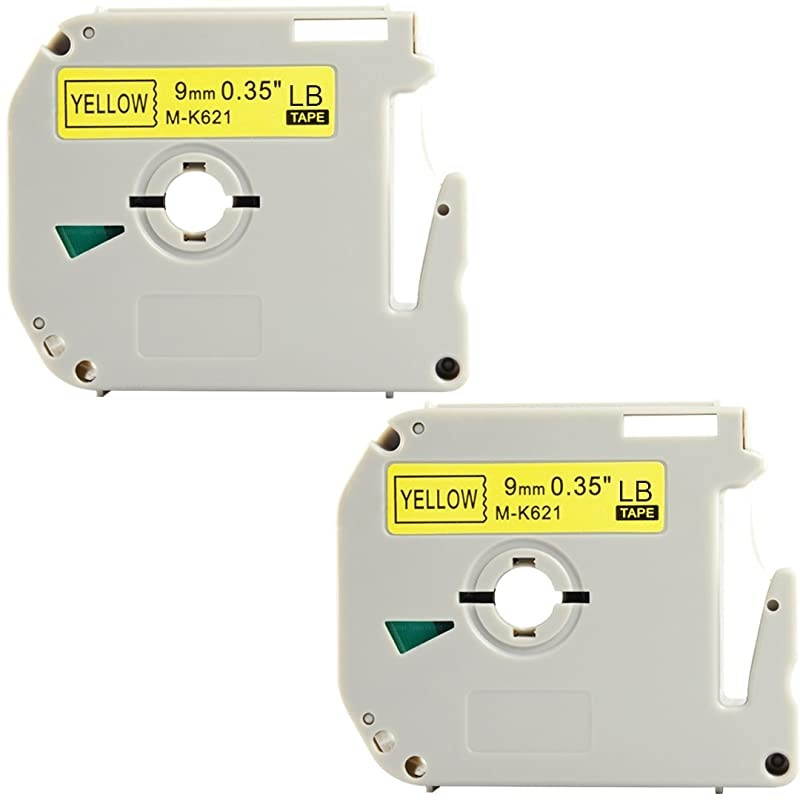 MK621 MK621s MK621 M621 035 Inch x 263 Feet 12mmx 8mBlack on Yellow Label TapesCompatible for Brother PTouch Label Makers PTM95 PT90 PT70BM PT65 PT80 PT70SR PT85 Cassettes 2 Pack