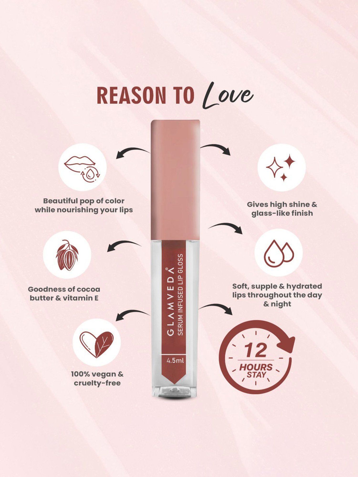 Glamveda Serum Infused Lip Gloss Tempted-112 - 4.5 ml