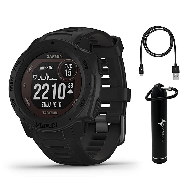 Garmin Instinct Solar Sportsman Camo Edition Premium GPS Smartwatch with Included  Power Bank Bundle (Graphite Camo)