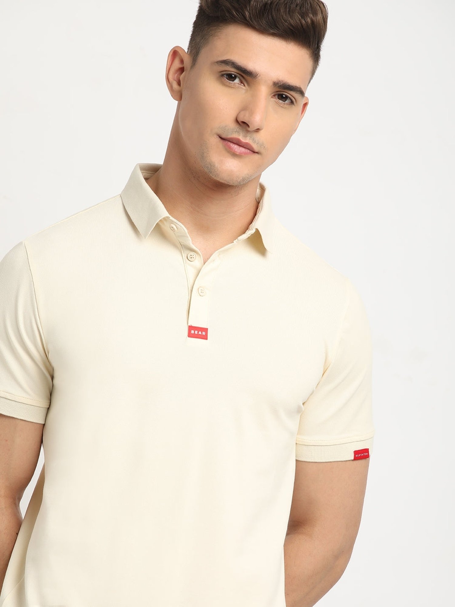 The Bear House Cream Slim Fit Polo T-Shirt