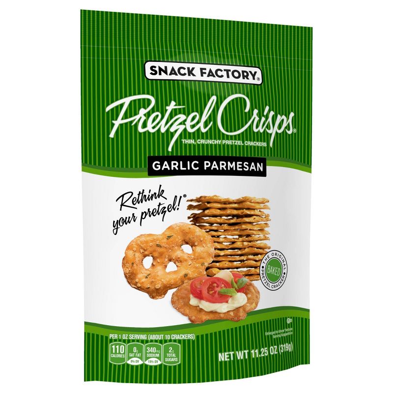Snack Factory Garlic Parmesan Flavored Pretzel Crisps Crackers - 11.25oz