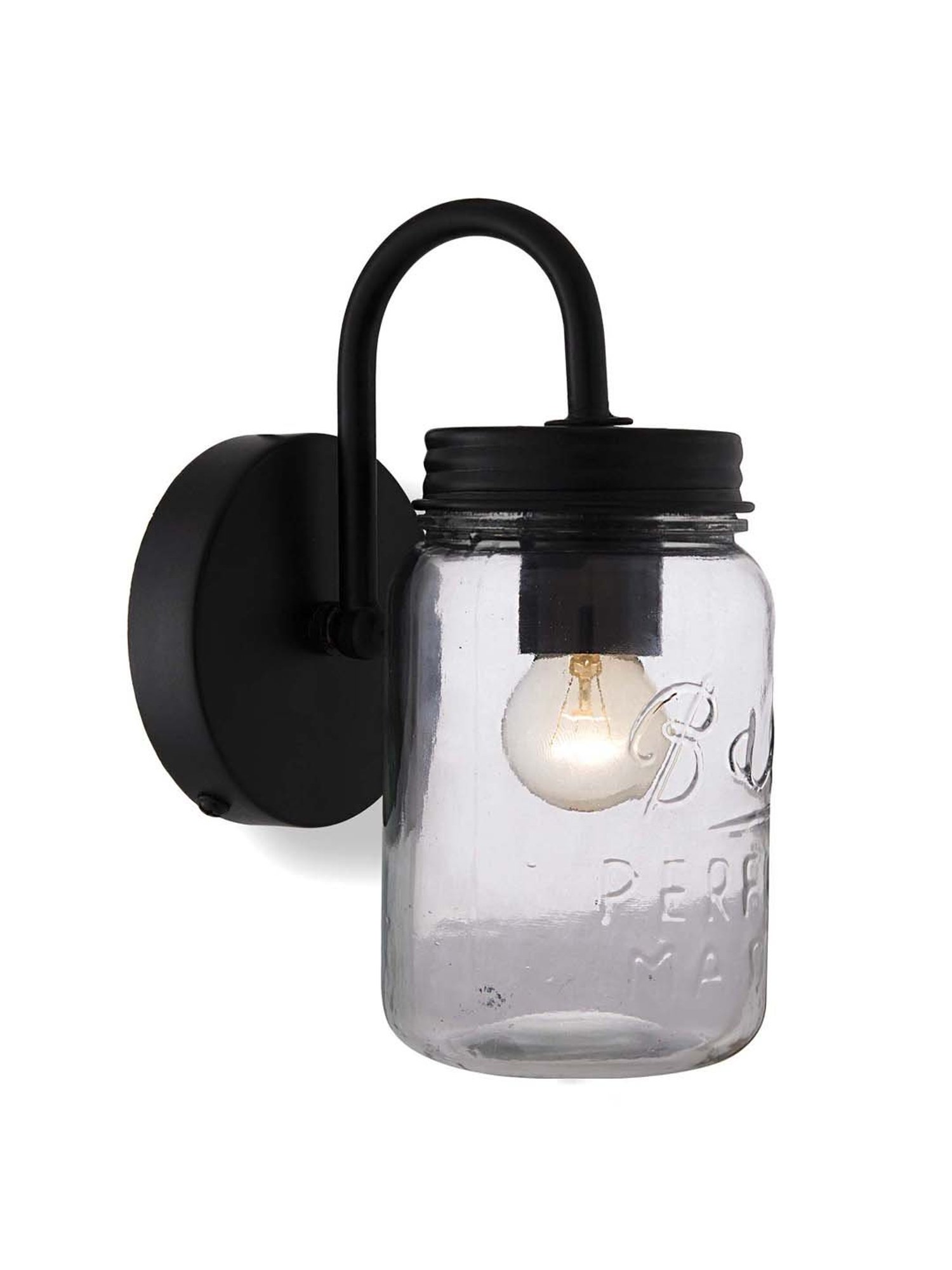 Homesake Black Wall Mason Jar Lamp - Set of 1