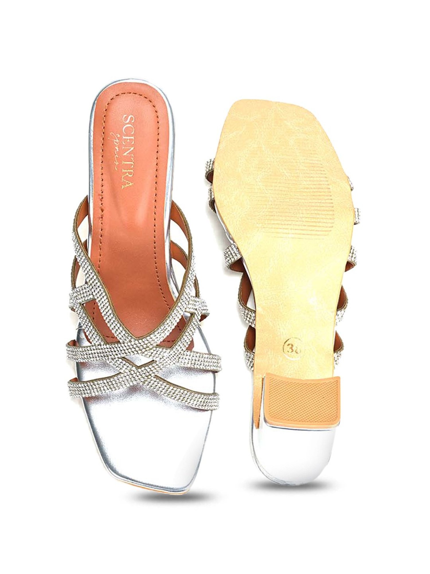 Scentra Women's Silver Casual Sandals