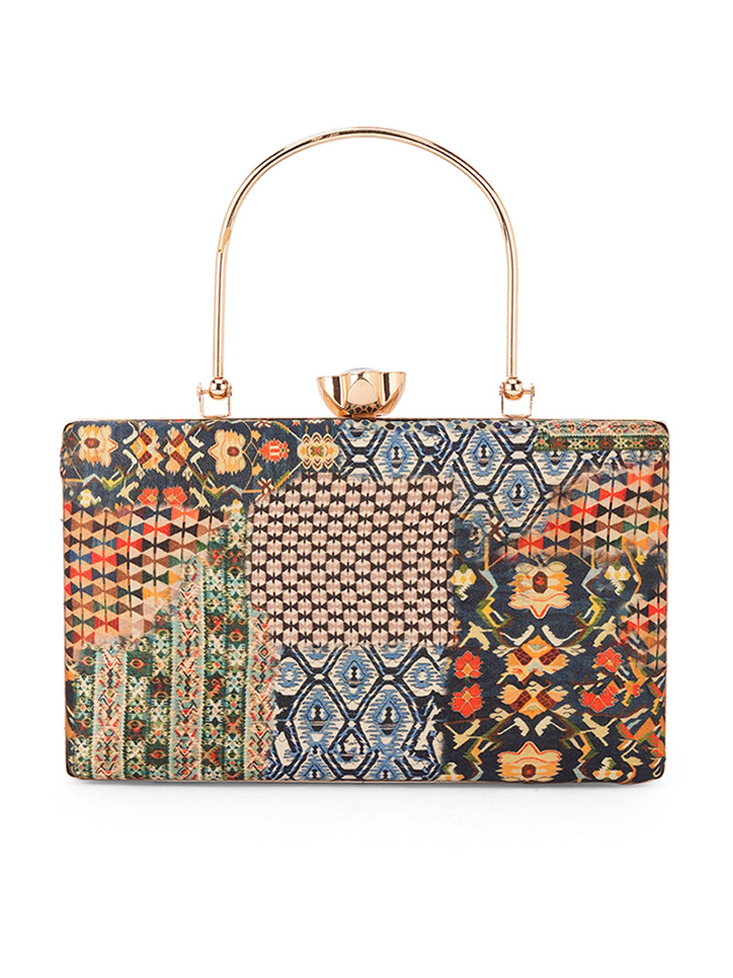 Glo By Globus Multi Ethnic Motifs Printed Party Small Clutch