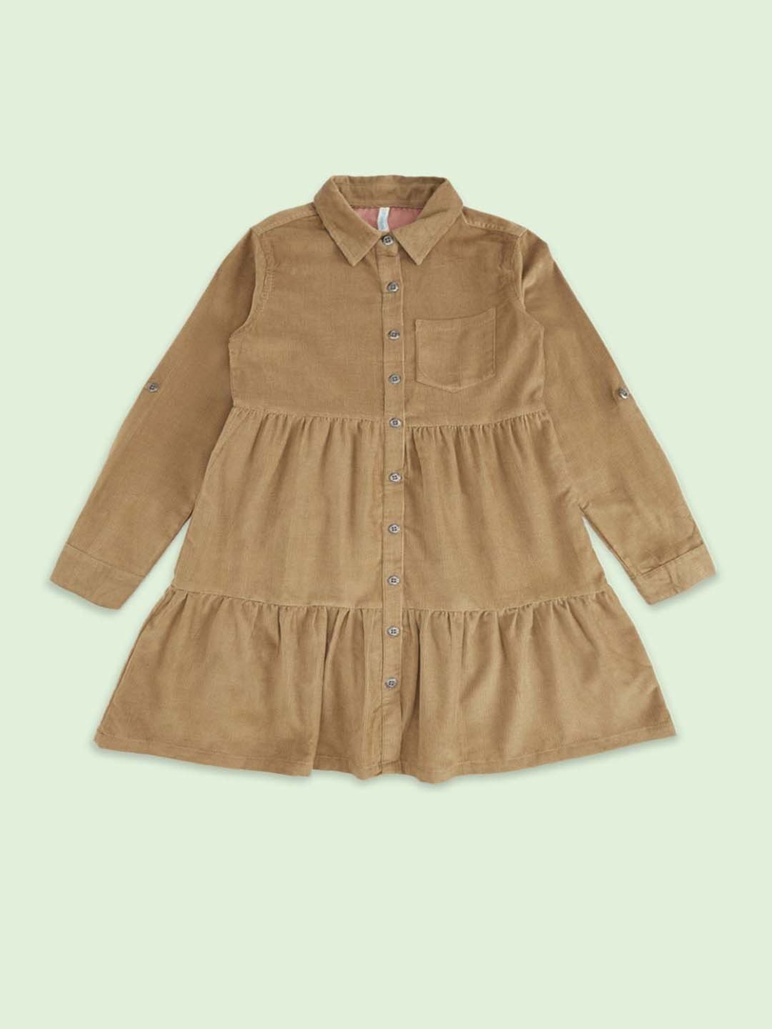Pantaloons Junior Kids Beige Cotton Regular Fit Full Sleeves Dress