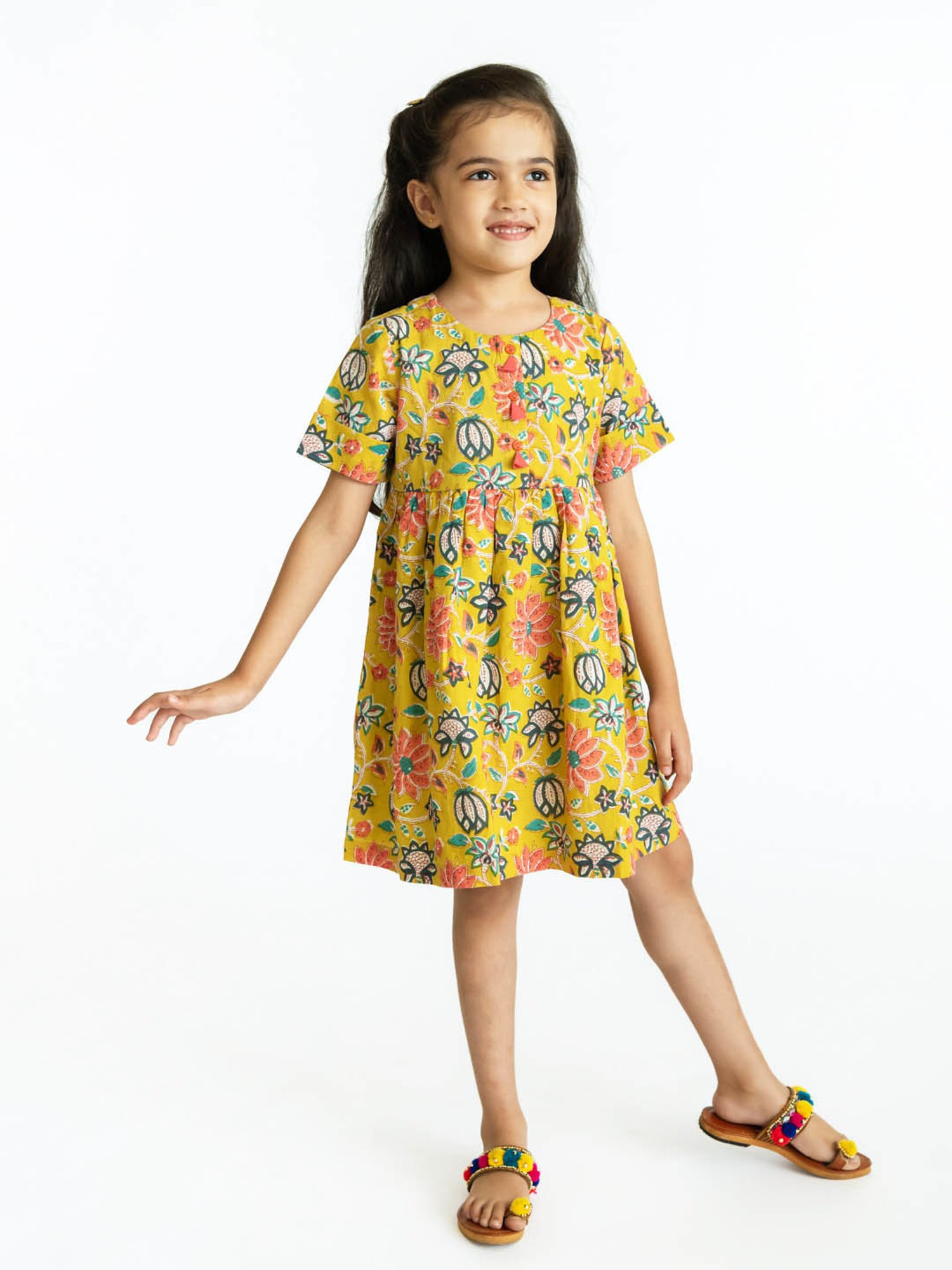 Campana Kids Lime Green Vine Print Dress