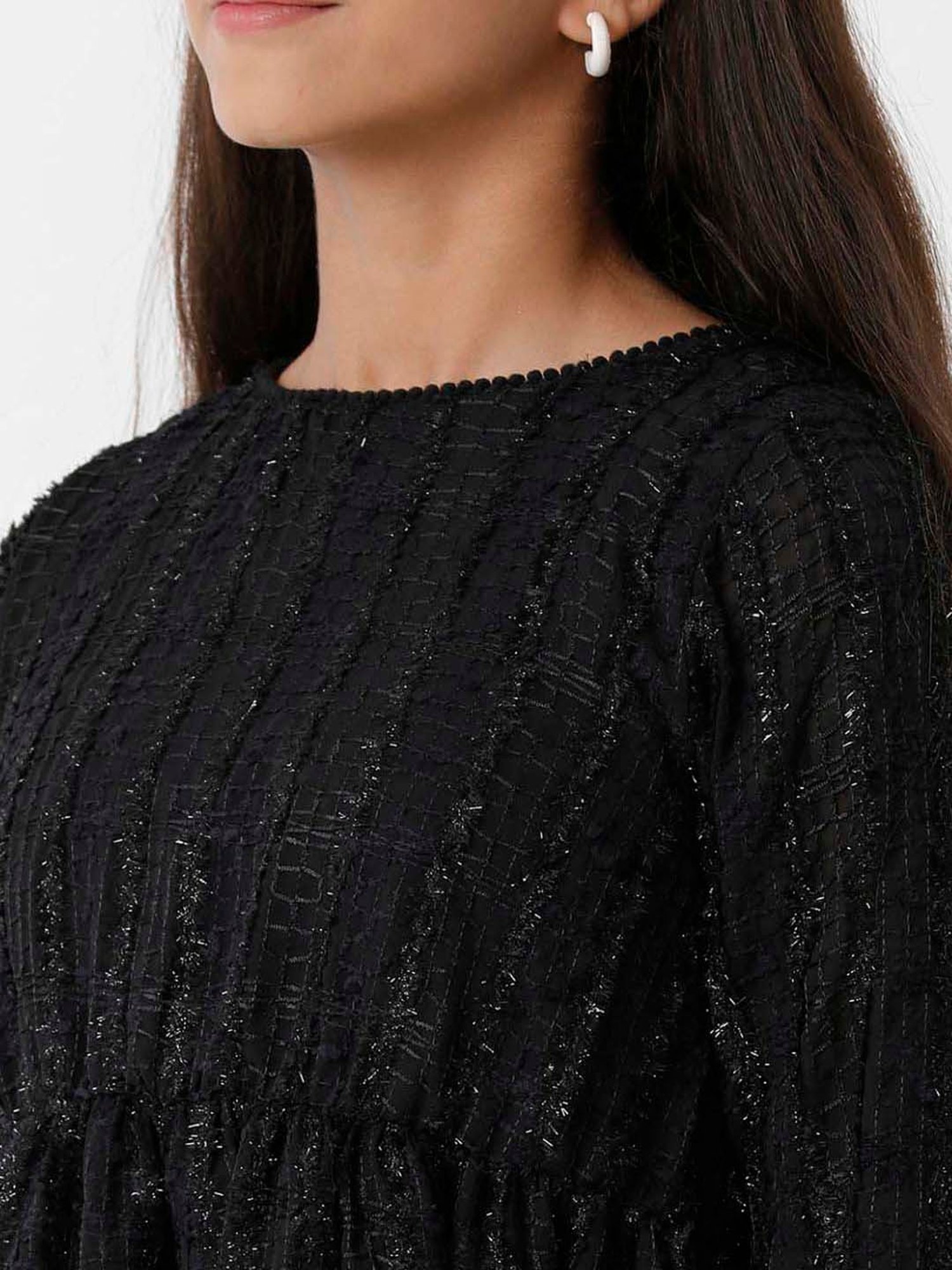 Kate & Oscar Kids Black Regular Fit Full Sleeves Dress