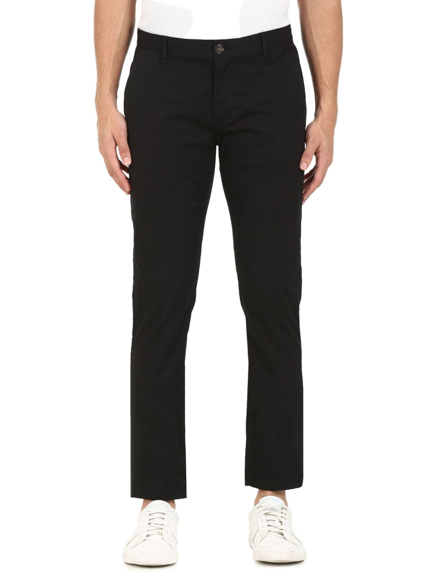 Aeropostale Black Cotton Regular Fit Trousers