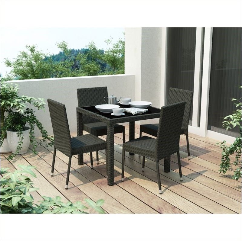 orliving Park Terrace Wicker Patio Dining Chairs - Set of 4 - CorLiving
