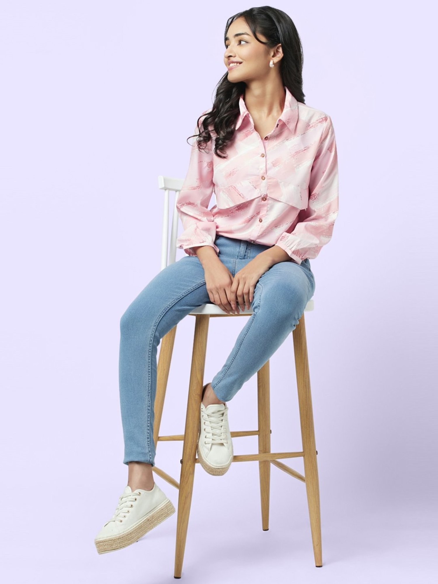 YU by Pantaloons Pink Printed Top