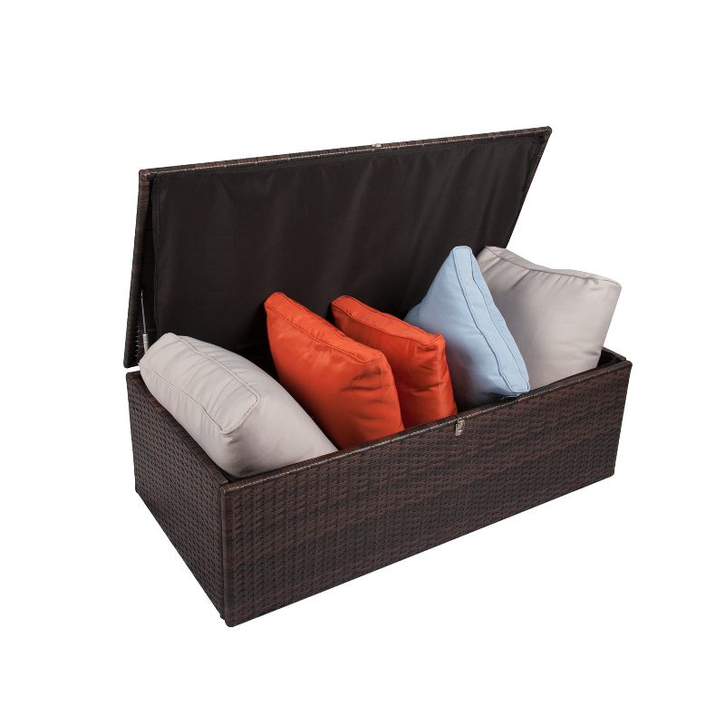 Rio 5pc All - Weather Wicker Conversation Set with Storage - Dark Brown with Beige Cushions - Thy Hom