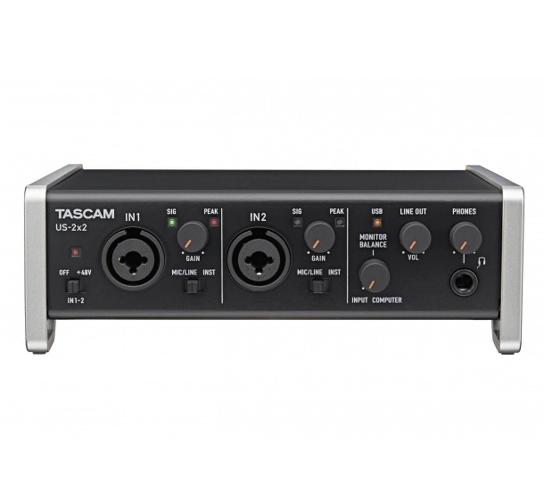 TASCAM US-2X2 2 Channel USB 2.0 Audio/MIDI Recording PC Interface w/ Software