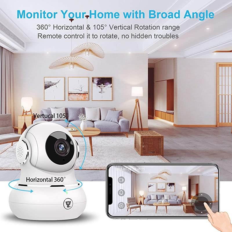 Indoor Wireless Security Camera Smart 1080P Home WiFi IP Camera for PetBabyElder Monitor with Motion DetectionTracking 2Way Audio Night Vision and Cloud Storage Works with Alexa