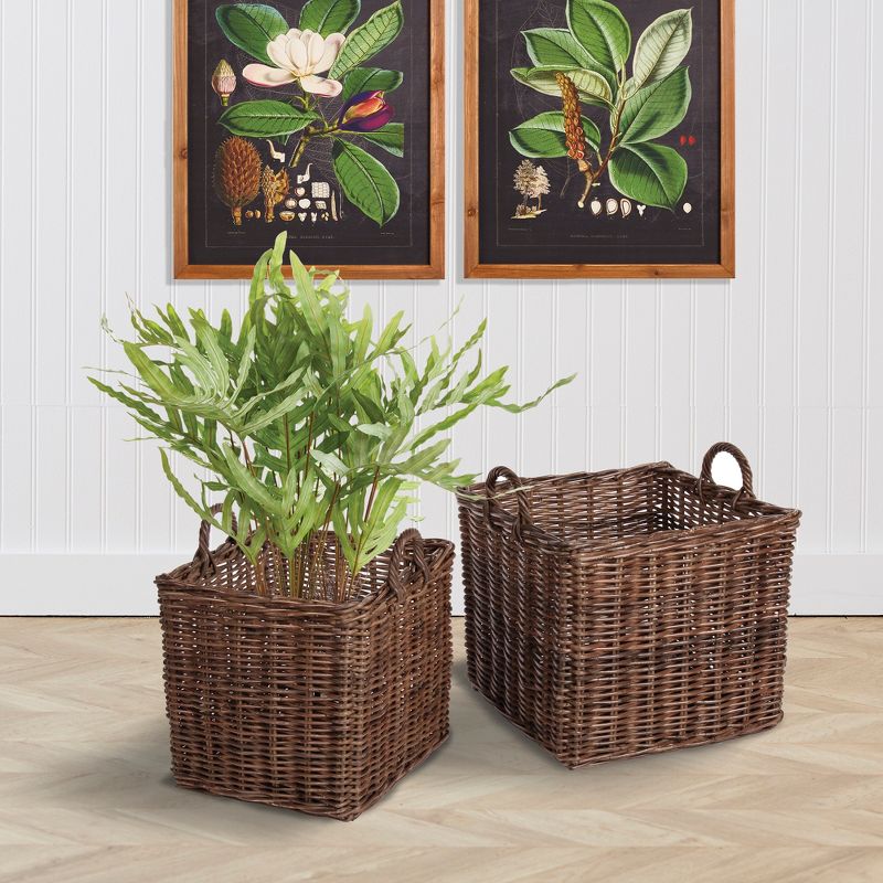 Plum & Post Normandy Square Baskets With Handles, S/2