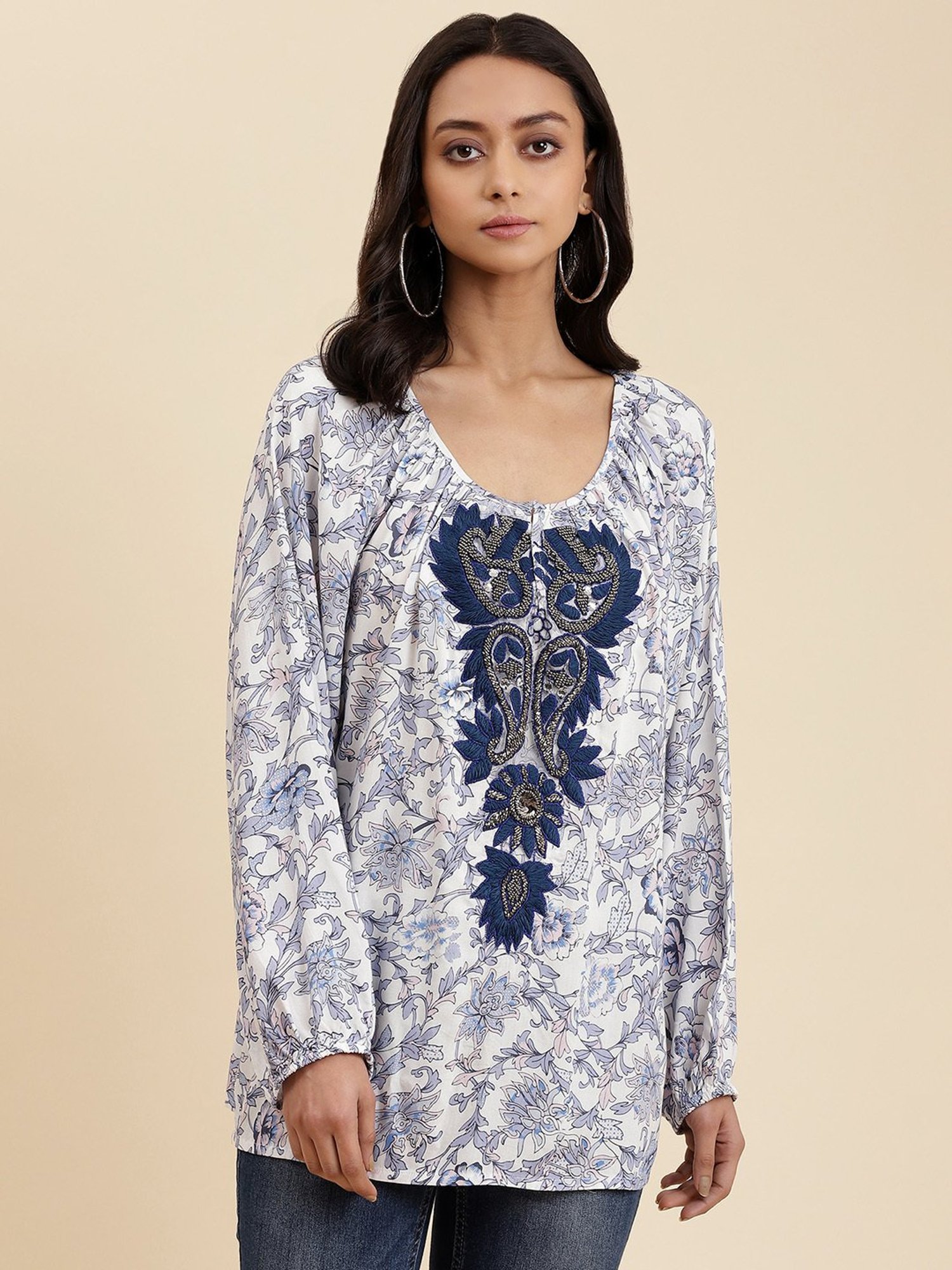 aarke Ritu Kumar White Embroidered Top