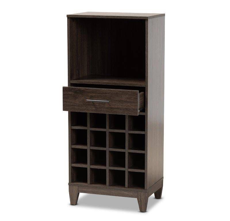 Trenton Wood 1 Drawer Wine Storage Cabinet Brown - Baxton Studio