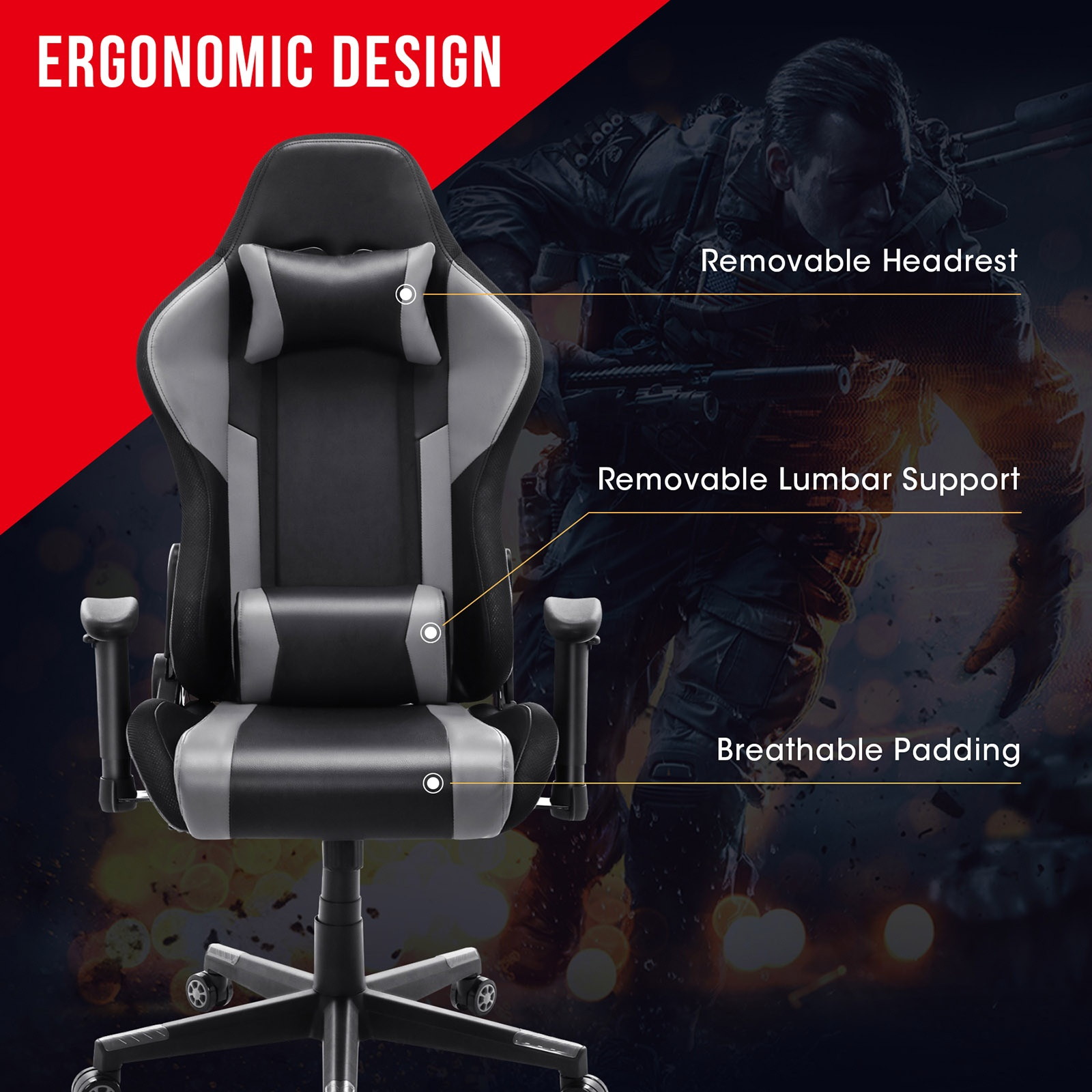 YOUTHUP Gaming Chair with RGB LED Lights, Racing Style Recliner Swivel Video Computer Chair with Bluetooth Speakers, Adjustable Ergonomic High Back, PU Leather with Headrest and Lumbar Support, Pink