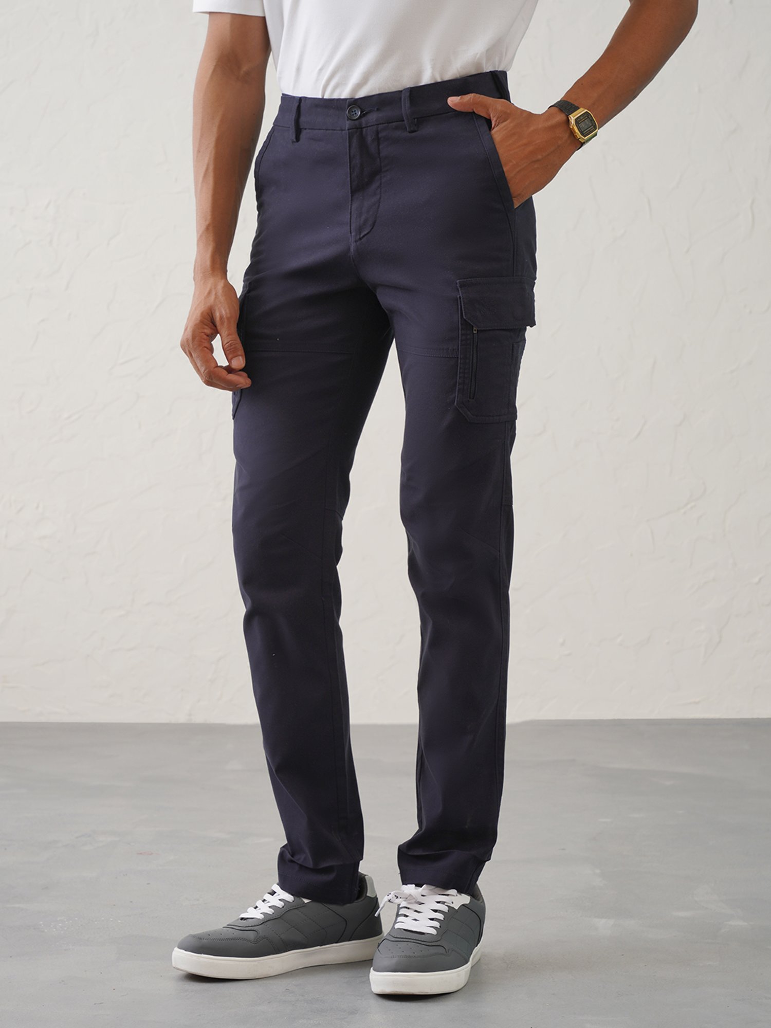 MinusOne Navy Regular Fit Cargos