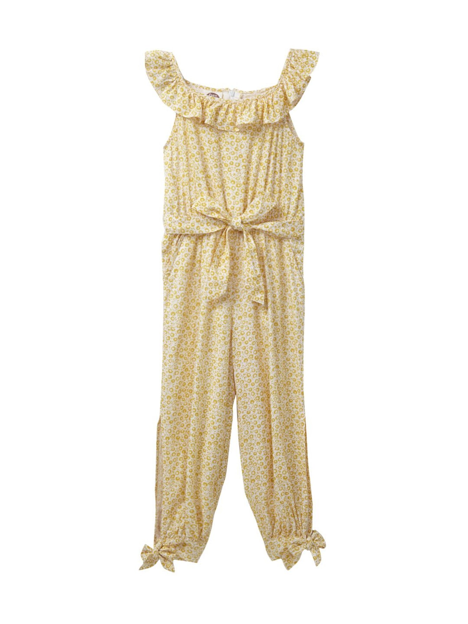 Cub McPaws Kids Yellow Printed Jumpsuit