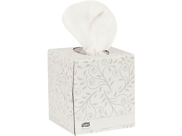 Tork TF6830 Advanced Facial Tissue, 2-Ply, White, Cube Box, 94 Sheets/Box, 36 Boxes/Carton