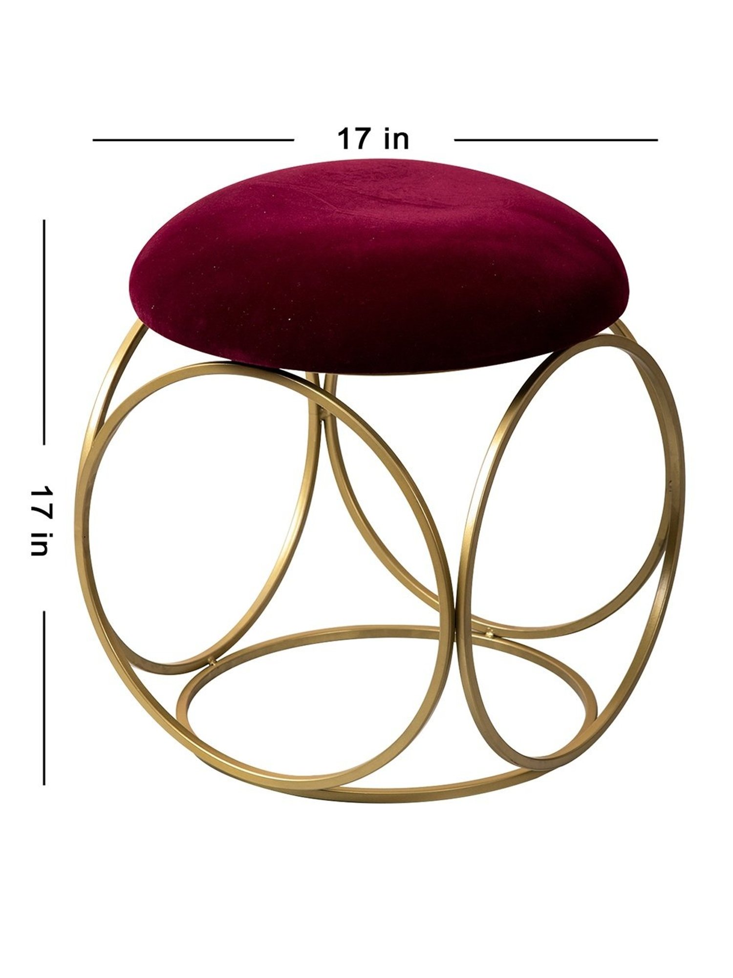 Nestroots Solid Maroon Velvet Puffy Pouffes Foot Stool Ottoman