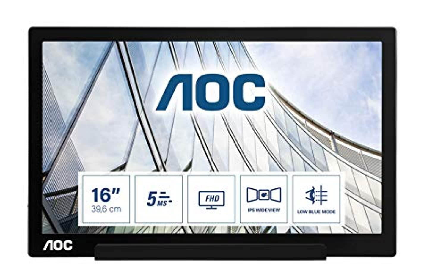 AOC Pro-line I1601FWUX 15.6" Full HD LED Flat Black, Silver Computer Monitor (I1601FWUX)