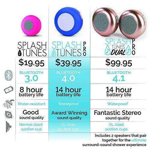 splash tunes pro shower speaker  ultimate shower speaker that is portable, hands free, wireless, water resistant, with built-in