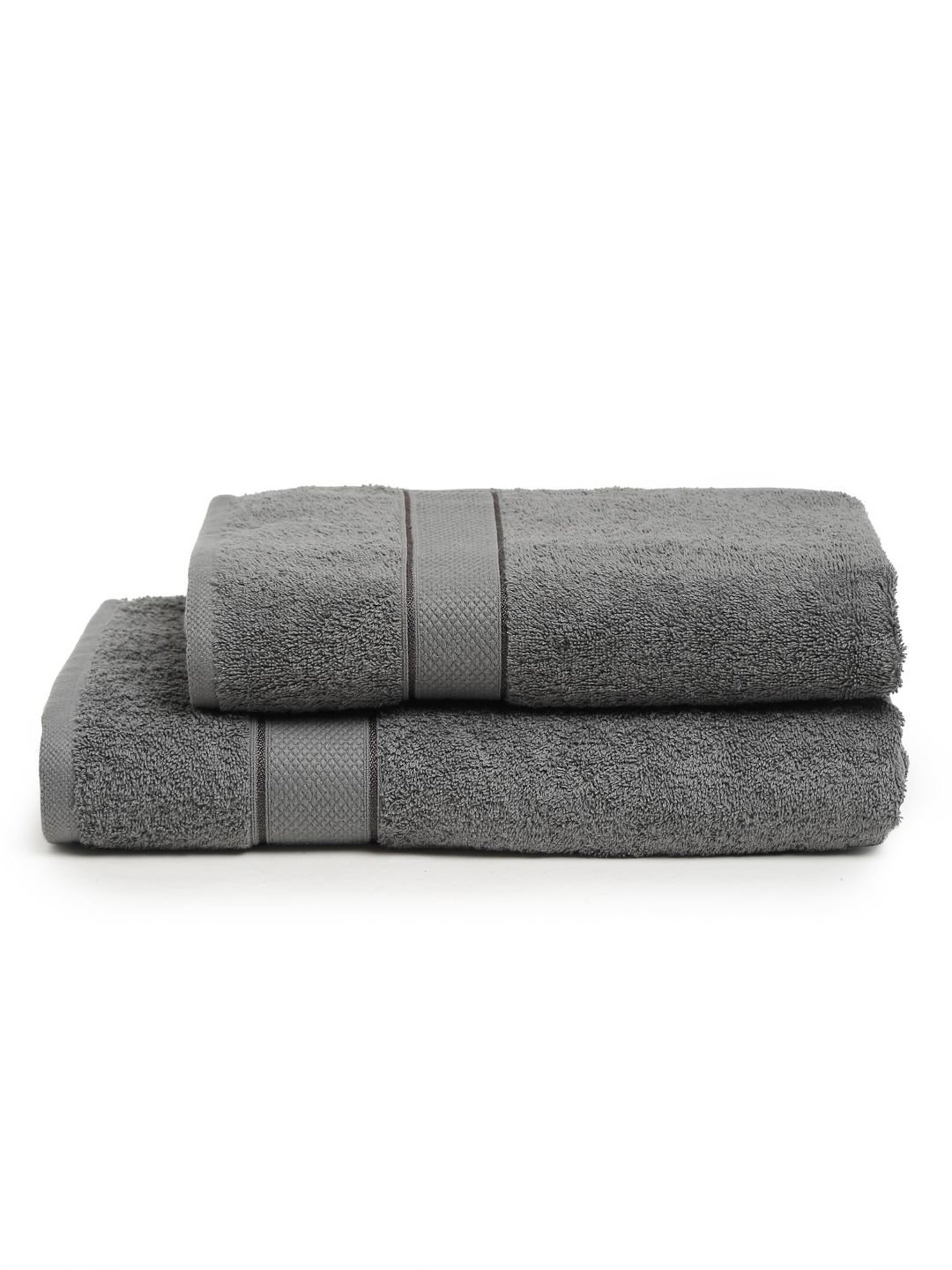 Creeva Grey 525 GSM Cotton Bath Towel Set of 2